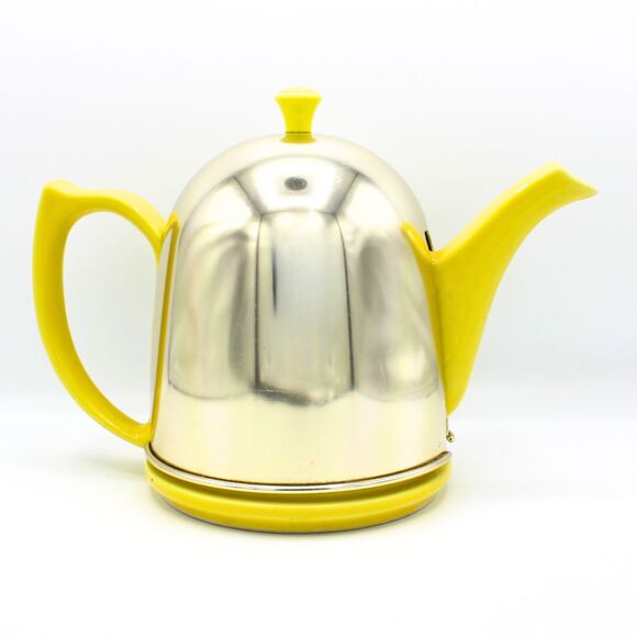 Vintage Yellow Hall Teapot Insulated Ceramic Cozy Hot Pot Retro Kitchen Decor - Picture 1 of 8